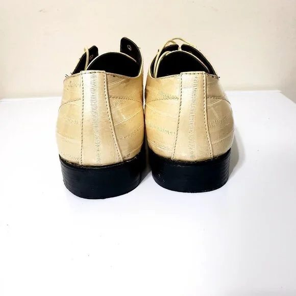 New Men’s Leather Formal Dress Shoes Size 11 Cream/Tan Oxford Tuxedo